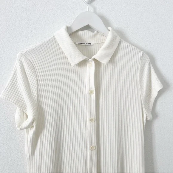 Reformation White Cream Stefana Draper
Rib Knit Dress Mini Collared Size XL - Picture 5 of 7